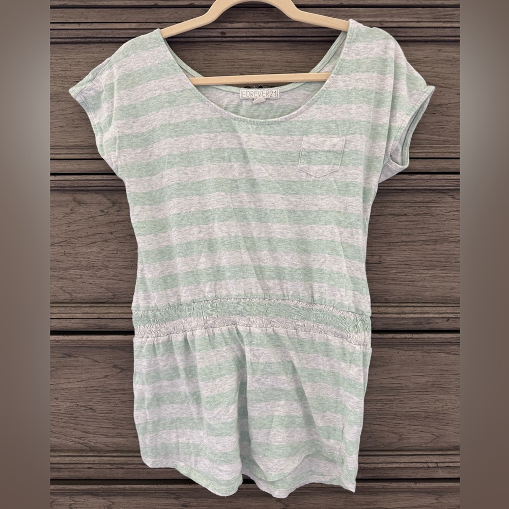 5 for $25 Forever 21 Off Shoulder Tunic Top EUC Cotton Striped Swim Coverup